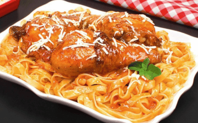 macarronada com frango assado